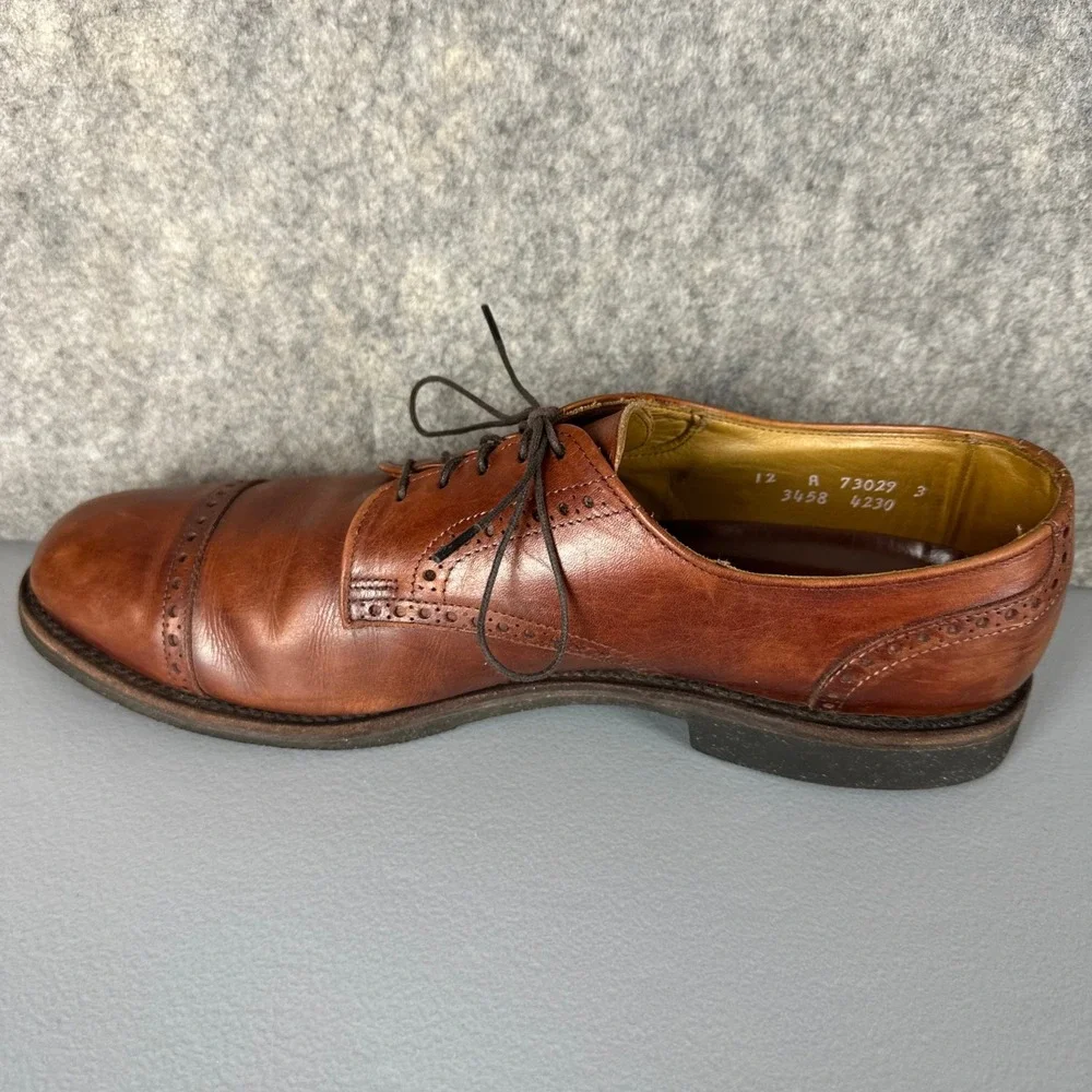 Allen Edmonds Shoes Mens 12 Brown 3458 Sanford Cap Toe Brogue Oxfords